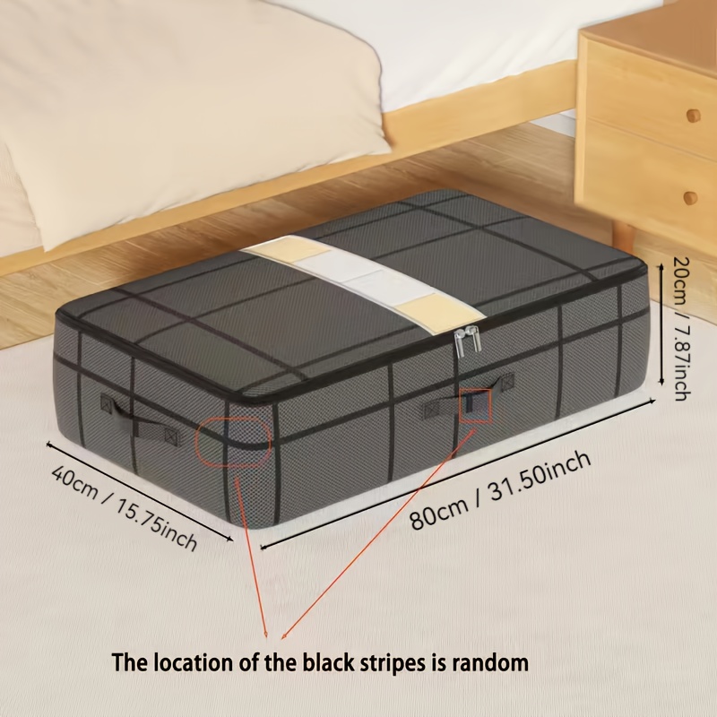 Black Lightweight Non-woven Fabric Bed Bottom Storage Bag, Hand Washable, Suitable For Storing Clothes, Blankets, Helping Organize Wardrobe, Moving Essential, Under-bed Storage