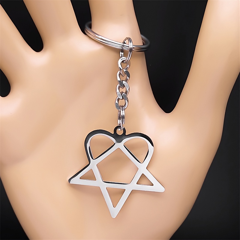 Image of Gothic Keychain For Women, Stainless Steel Silvery Colorful Rock Music Band Him Car Additions K2613
