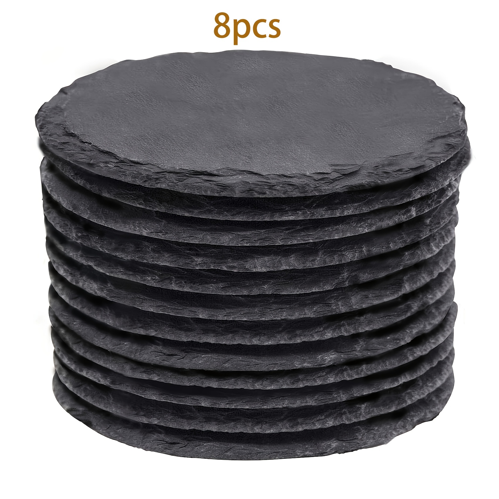 TEMU Dofiki 8/12pcs Slate Coasters 4 Inch (. 10cm) Round Black Pads Bulk Set, Laser Engraved Blank Handmade Coaster Anti-scratch Bottom, Suitable For