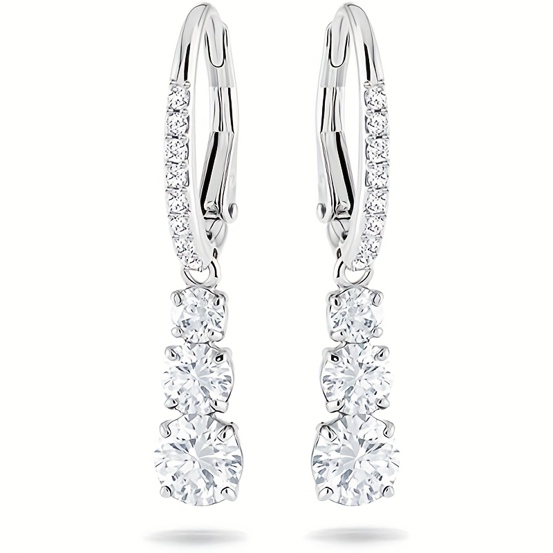 E-shop 1 Paar Damenmode Ohrringe mit Anhänger, eingelegte synthetische Zirkonia Ohrringe, Damen Hochzeit, einfache Ohrringe, , lässige Party Schmuck