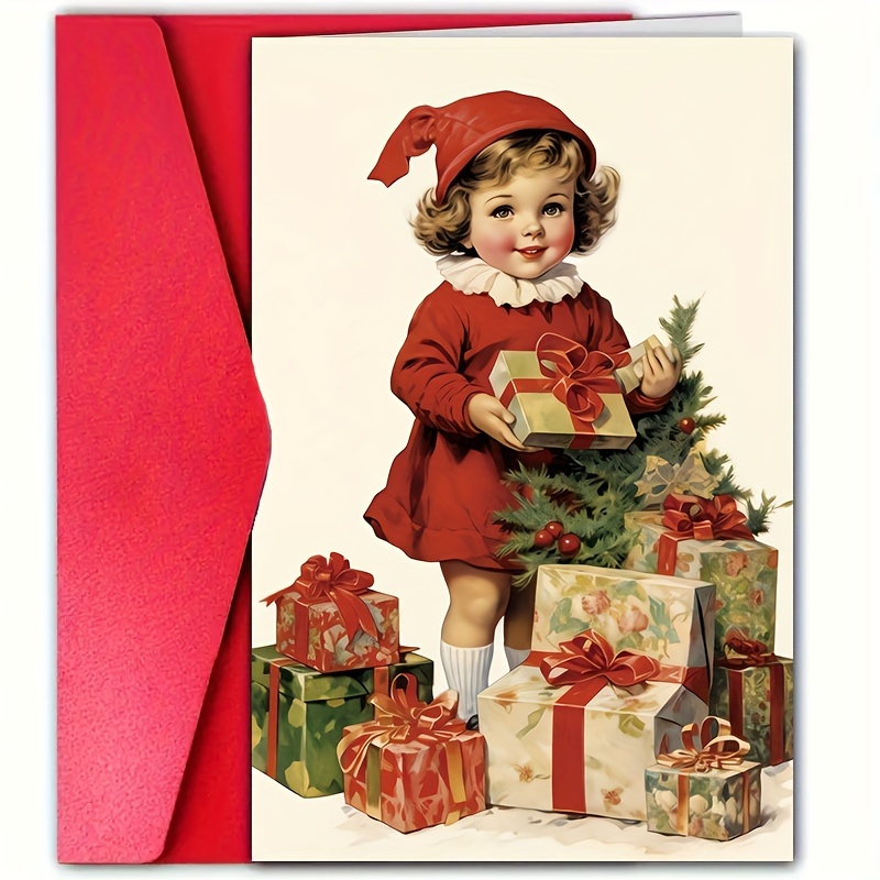 

Christmas Greeting Card With Envelope - Family, Friends, Colleagues & - Featuring Cute Holiday & Merry Celebrations - Recipient