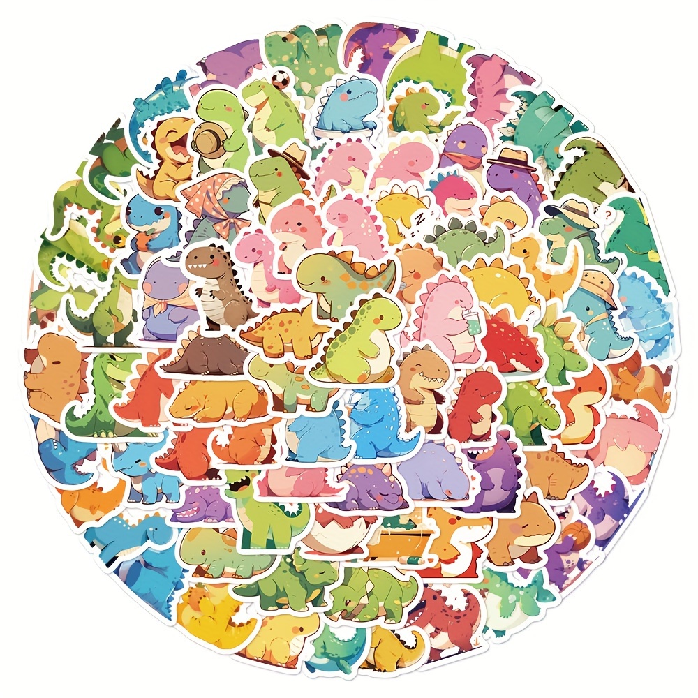 100/200 Sheets Of Dinosaur Stickers Pvc Material Decoration Notebook Phone Case Journal Guitar Computer Helmet Skateboard Self-adhesive Painting