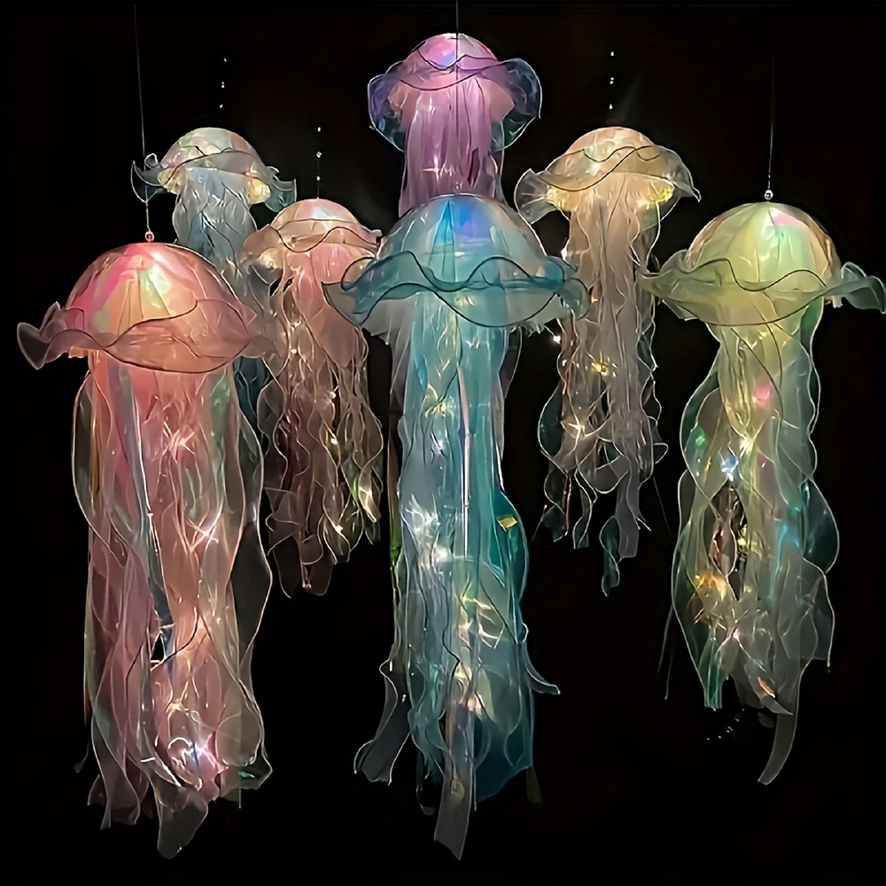 

2pcs Jellyfish Lantern Party Decoration Decorative Lights Ribbon Halloween Christmas Room Decoration Props