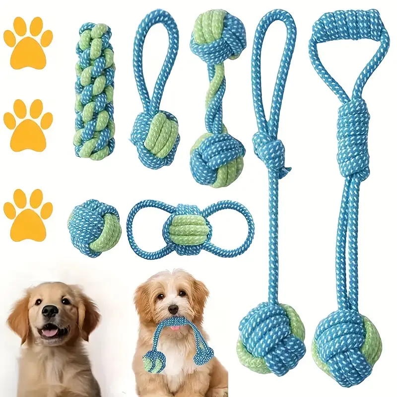 7pcs durable training ive dog rope toy suitable for all sizes of dogs to play and with chewing knots multi functional grinding rope for indoor and and cleaning teeth details 2