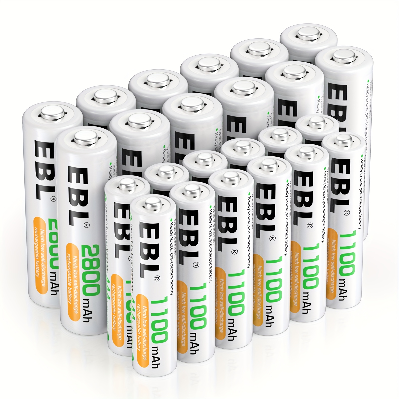 TEMU Ebl Rechargeable Batteries Combo, Aa 2800mah And Aaa 1100mah High Capacity Precharged Ni-mh Rechargeable Batteries With Battery Organizer Storage Box