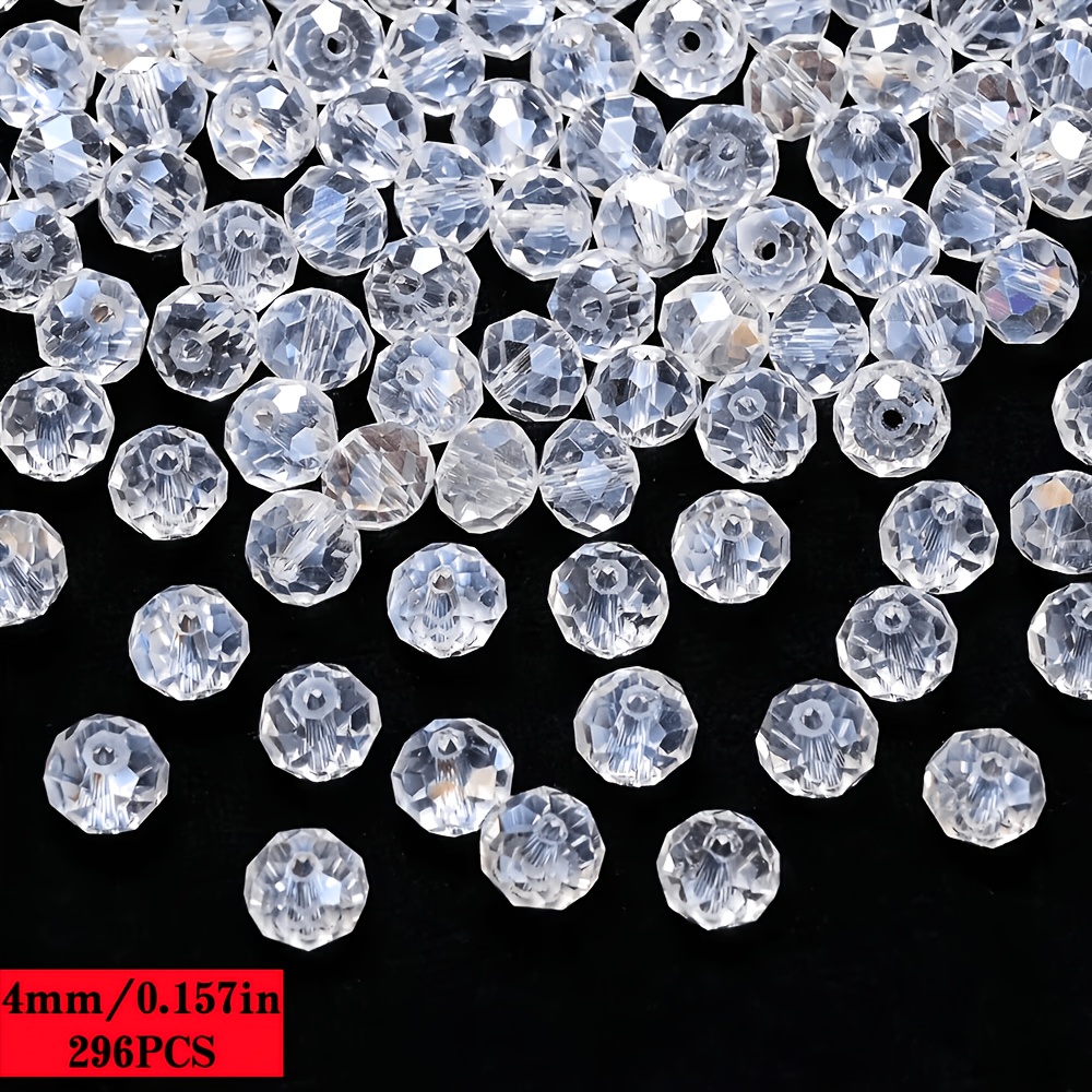 TEMU 296 cuentas de rueda AB blancas, cuentas de vidrio de 4 mm. Suministros para hacer joyas. para pulseras, collares y otras adiciones. Cuentas