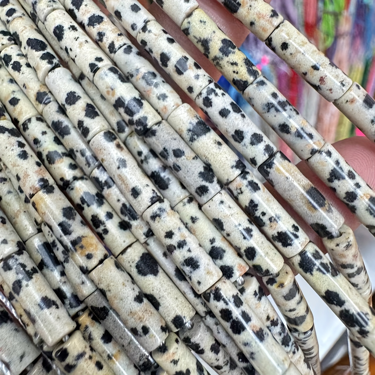 4X13Mm Natural Spotted Rectangular Straight Tubes Loose Beads