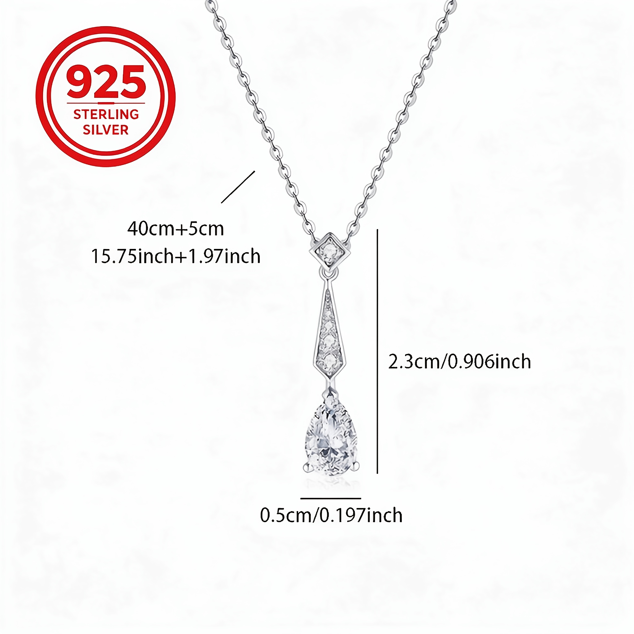 Women's 925 Silver Starry Tear Drop Necklace, Light Luxury