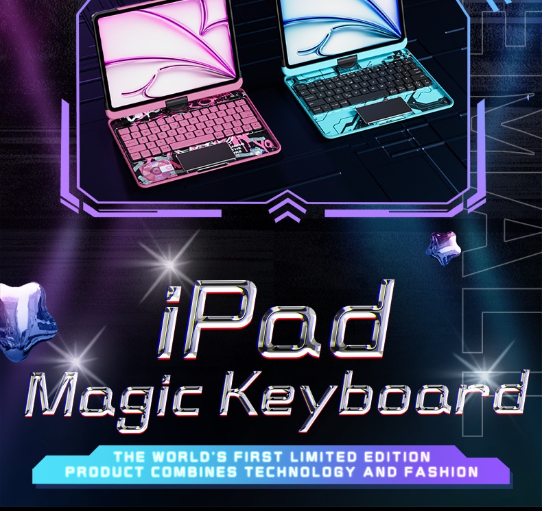 Suitable for iPad 10th Generation Protective Case with Keyboard Lazy Bracket 7-color Backlight Lifting And Rotating Pen Holder Storage Wireless Magic Keyboard Protective Case for 2022 New iPad 10th Generation 10.9 Inch/iPad Air 13 Inch M3/M4 (pink)