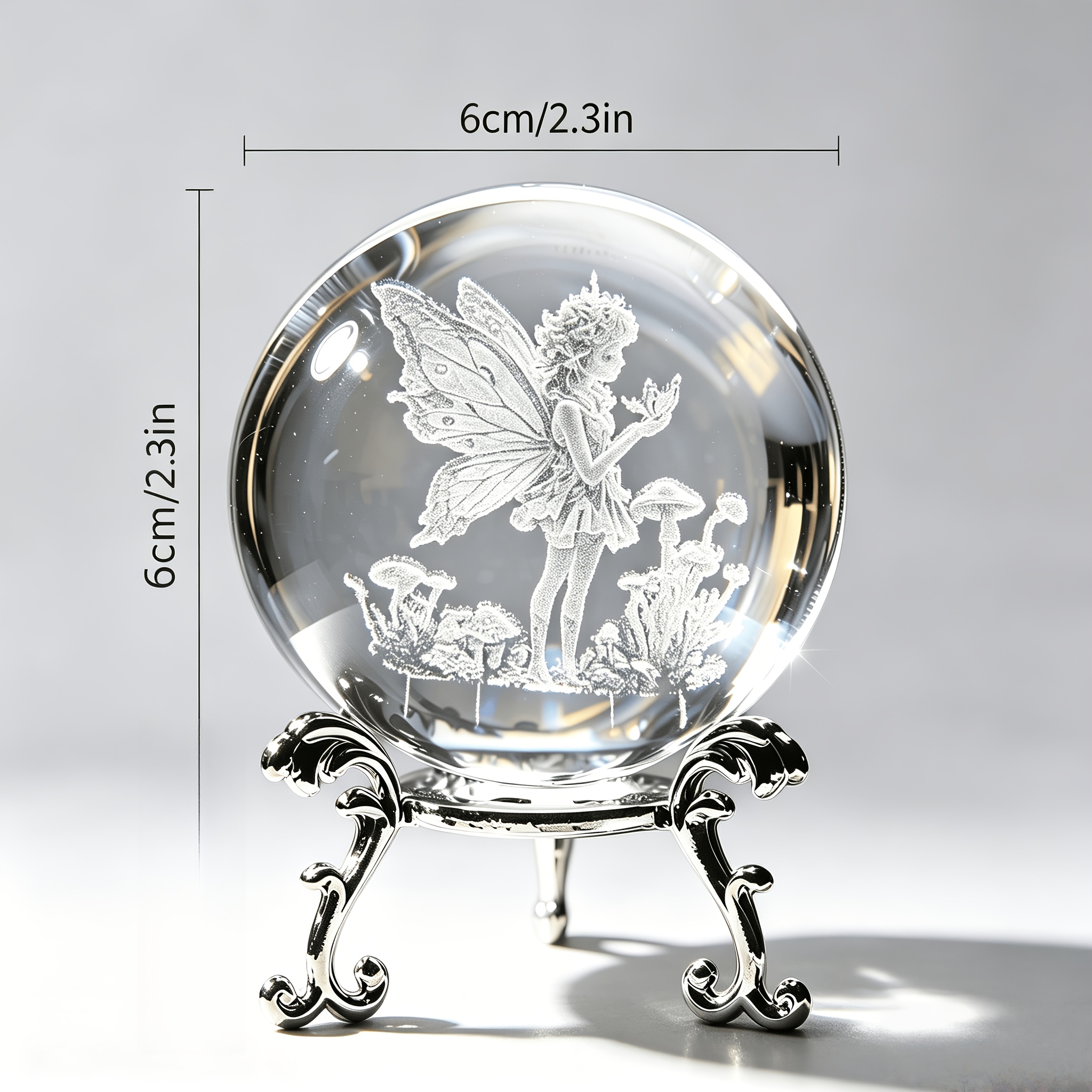 TEMU Elf Crystal Ball, European Retro Carved Metal Bracket, Fairy Tale Mushroom Fairy Theme Home Desktop Ornament, Birthday Gift, Valentine's Day