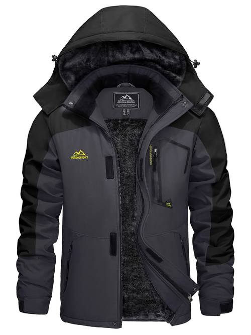 mens winter warm jackets fleece lined coats hooded thermal outdoor thick jacket heavy sport hiking jogging camping fishing climbing traveling skiing snowboarding casual parka