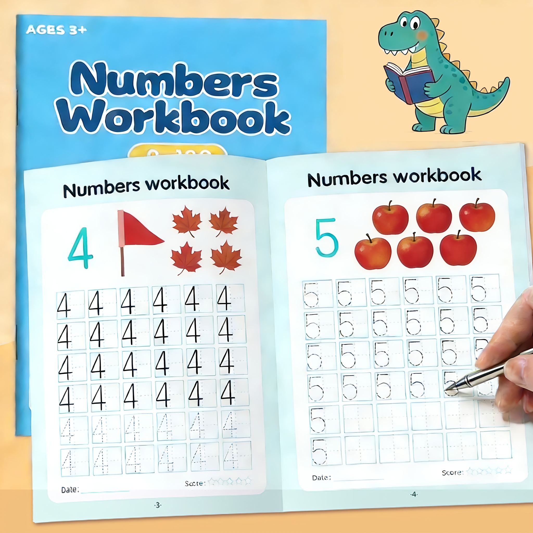 48 Pages Handwriting Dot Grid Copybook, 0-100 Numbers Practice Book Tracing Book, Kindergarten Pencil Control Practice Sheet, Home And School Learning Workbook, Math