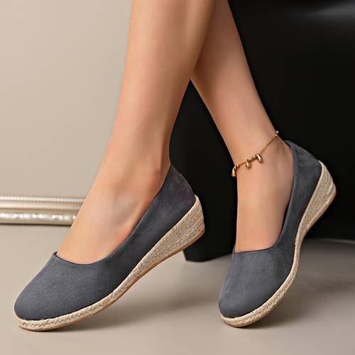 womens wedge and platform flats womens spring autumn wedge shallow mouth womens thick sole straw braid rope sole women shoes
