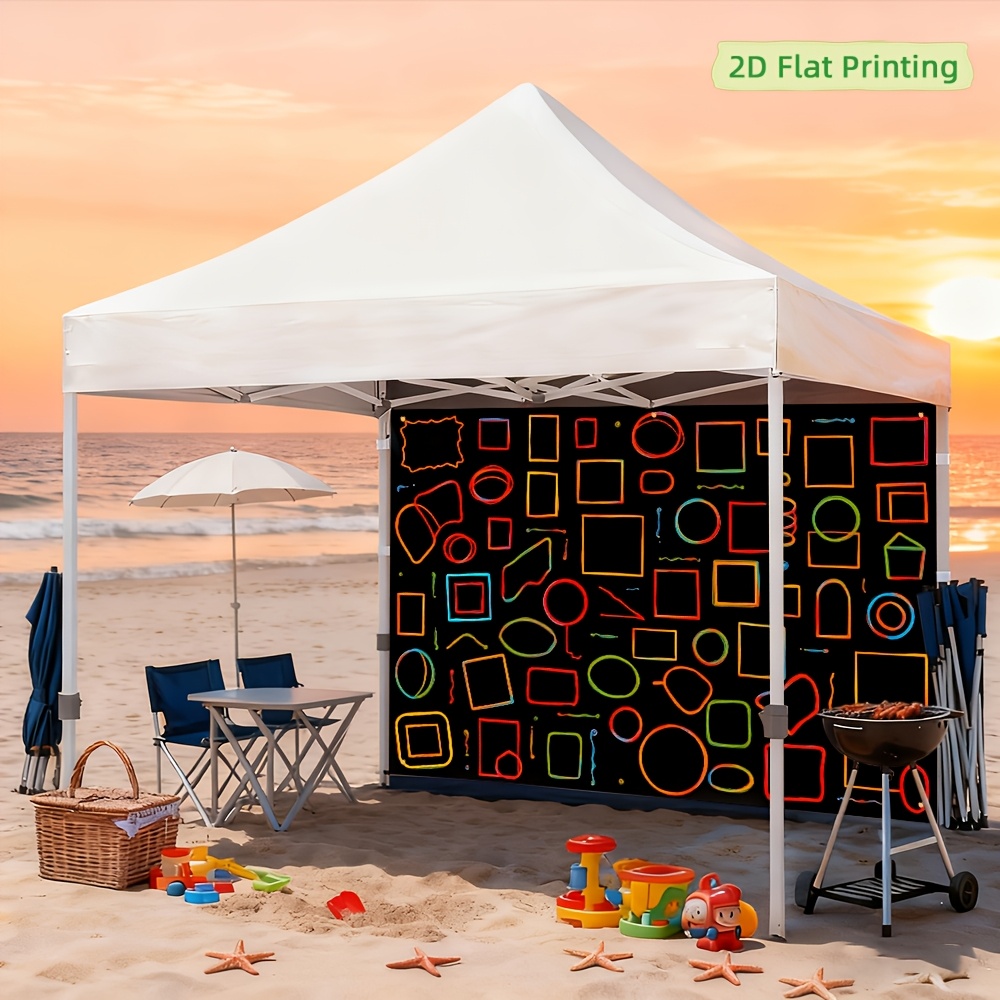 Portable Outdoor Sun Shelter with Neon Geometric Sidewalls