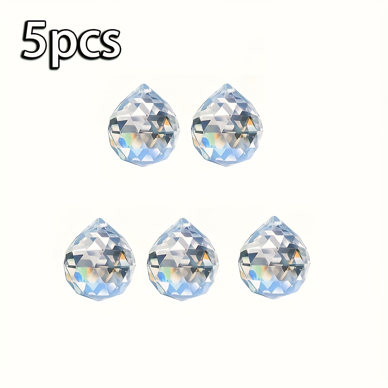 Image of 5pcs Crystal Prism Courtyard Suncatchers - Sparkling Glass Rainbow Makers Pendant Set For Home And Garden Decor, Ideal For Wedding, Engagement, Birthday And Festive Celebrations (no Rope)