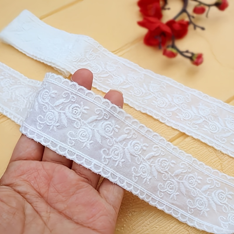 Image of 1 Yard Of White Cotton Embroidered Doll Clothes Lace, 4.3cm Wide, A Diy Trim For Lengthening And Edging Skirts, Suitable For Doll Clothing And Fabric Crafts