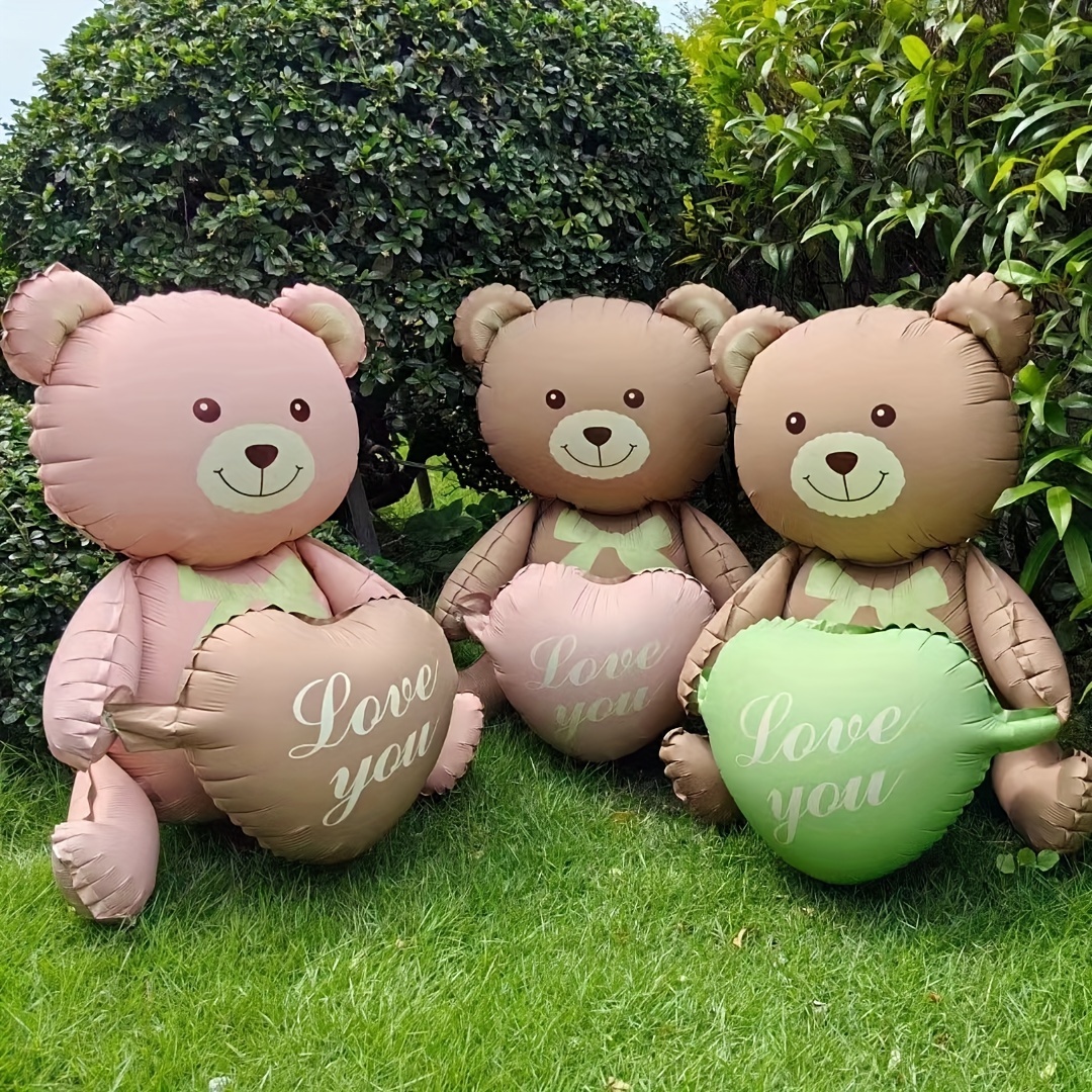 

2pcs 3d - Sitting Bear Aluminum Film Balloon Birthday Decoration Hug Cake Rabbit Animal Shape Balloon