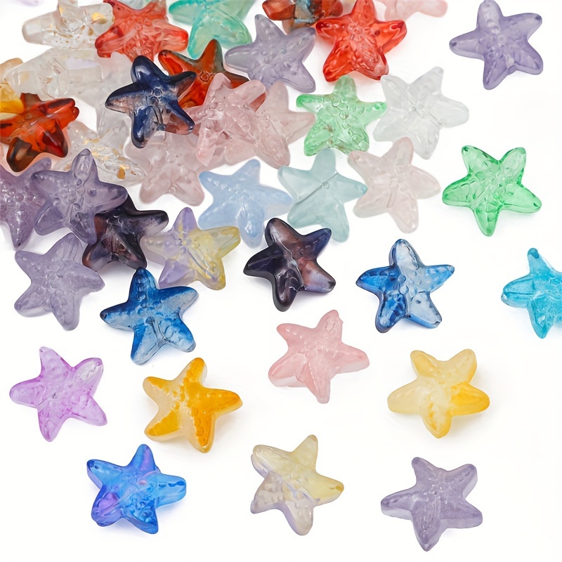 

150pcs Glass Sea Small Starfish Mixed Beads Diy Handmade Star Straight Hole Glass Beaded Bracelet Necklace Accessories