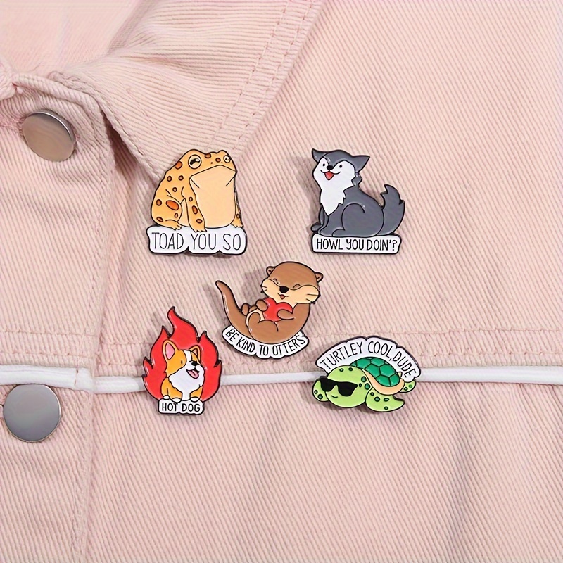 

1/2/3/5pcs Enamel Pins Be Kind To Brooches Lapel Badges Toad Dog Turtle Jewelry Gift