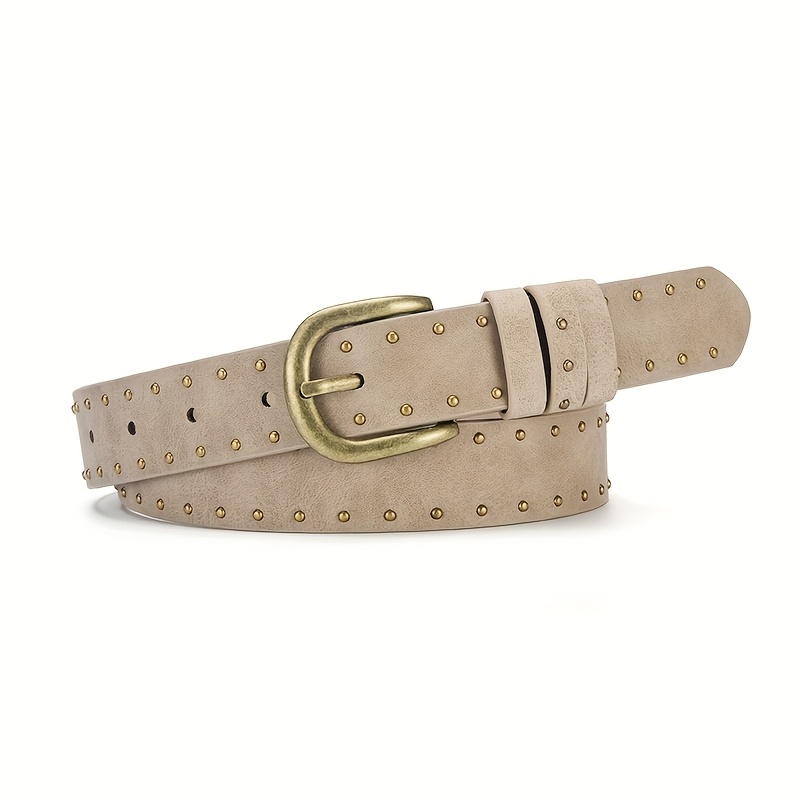 1pc European And Women's Reverse Pu Belt With Studded Body Western Style