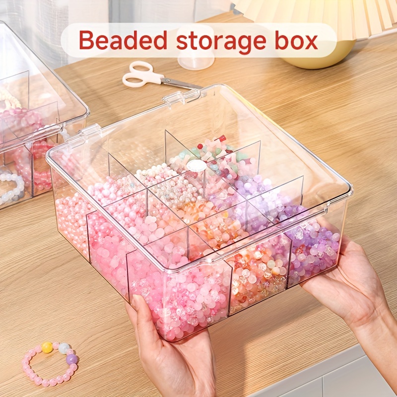 

Acrylic Bead Organizer With Lid - Transparent Storage Box For Jewelry, Diy Crafts & Small Items - Lightweight, No Power Needed