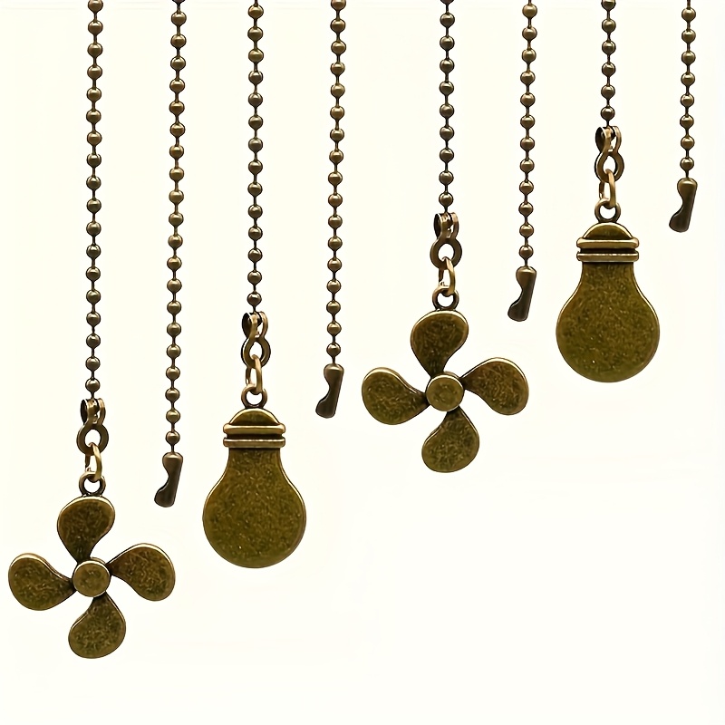 TEMU 4 piezas de extensiones para ventilador de hojas | Extensor de ventilador de techo con manija de de cadena de cuentas, de metal , no necesita