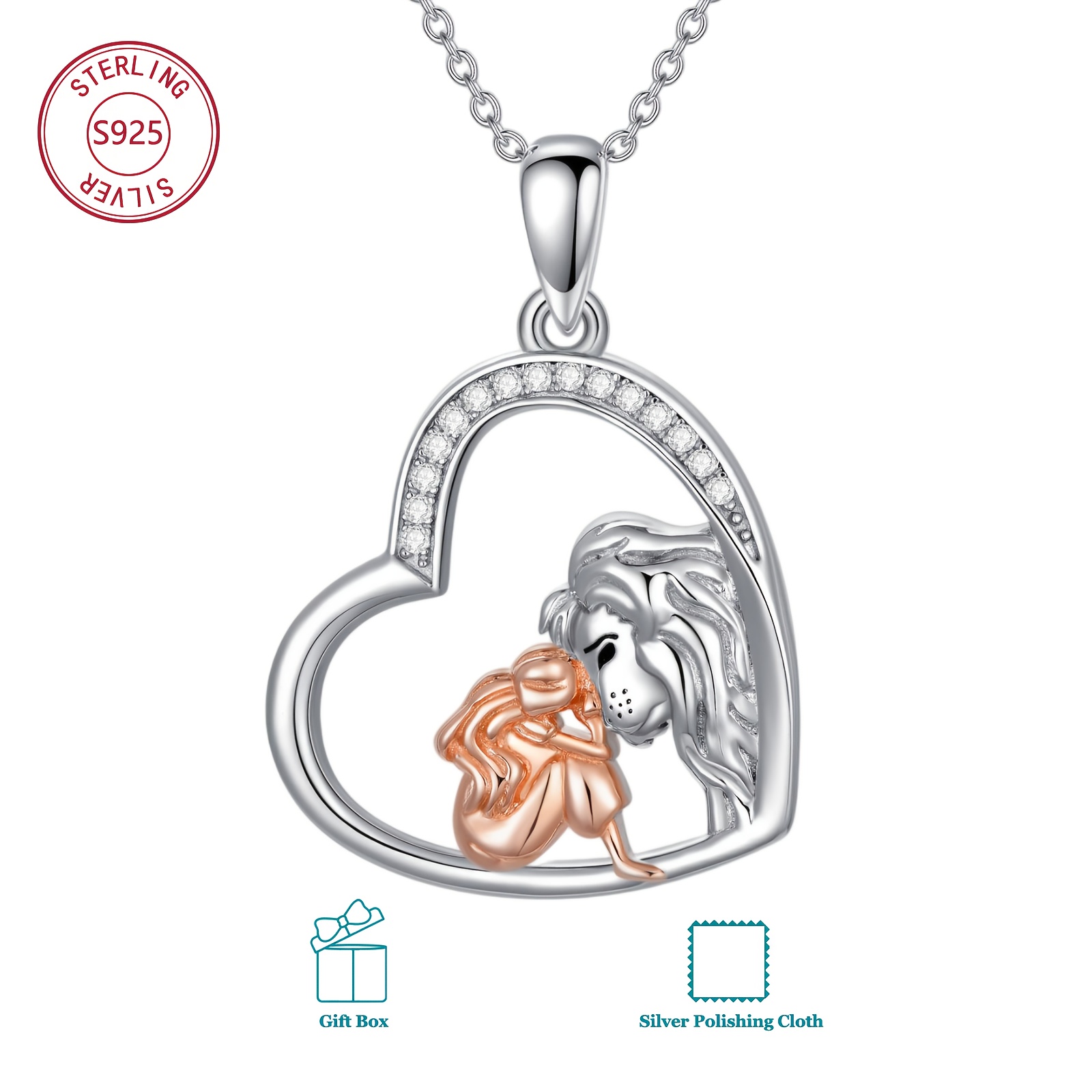Image of 925 Sterling Silvery Necklace For Women & S - Cubic Synthetic Zirconia Pendant, & Elegant Jewelry Gift -