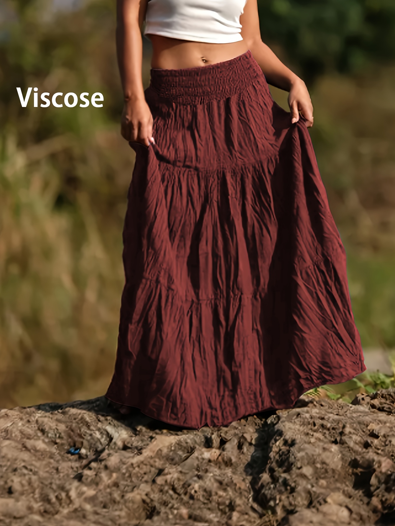 womens casual waist high pleated long skirt multi layer   hem solid   for spring summer fall casual attire casual attire   hem skirt waist pleated skirt