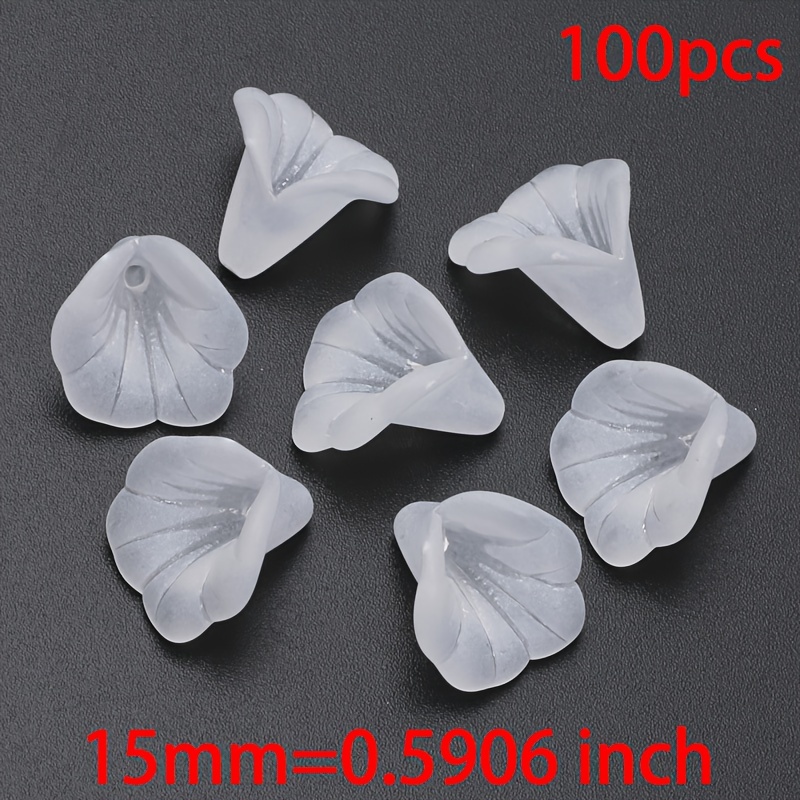 TEMU 100pcs Frosted White Large Morning Glory Flower Acrylic Beads, Perfect For Necklace Bracelet Keychain Jewelry Making