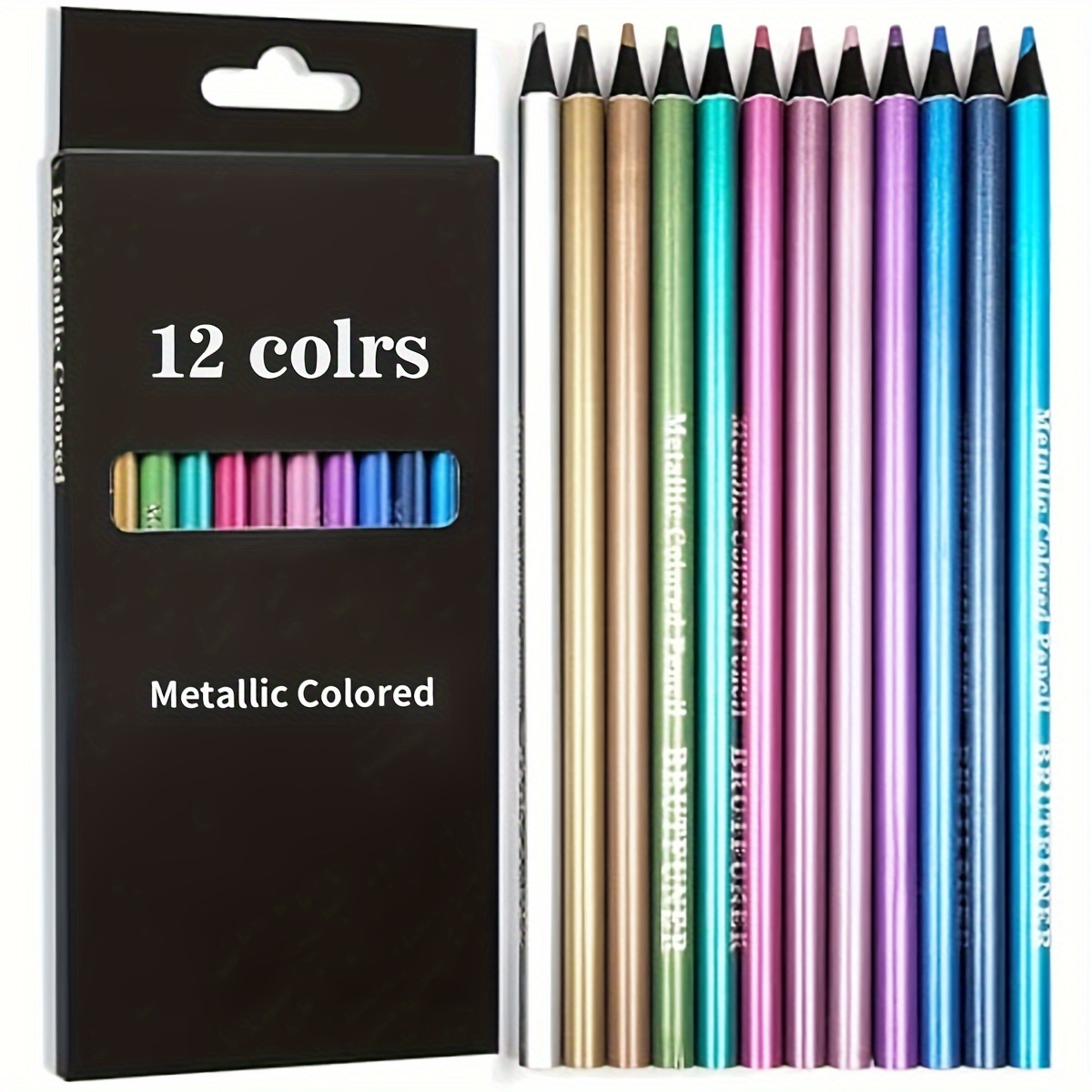 12 Color Metal Color Pencils, 12 Black Wood Pencils, School Home Drawing, Doodling, Sketching, Diy Art Drawing Supplies Professional Use For Painting And Art.