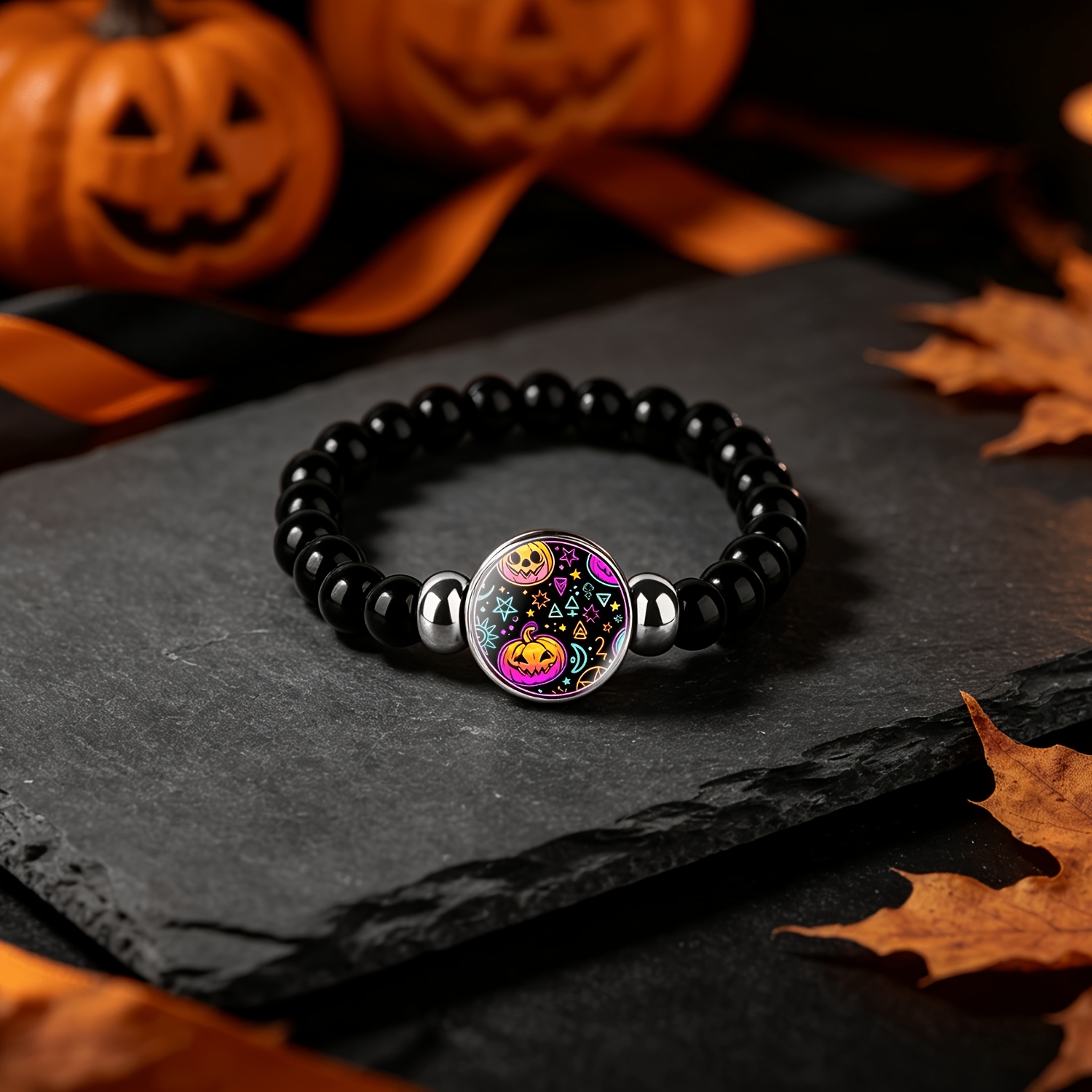 Men's 3pc Metal Ornament Set with Halloween Theme