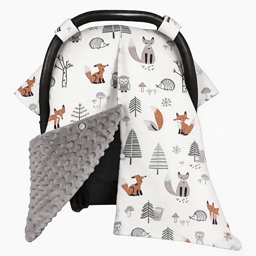 TEMU Pare-soleil pour Siège Auto Bébé et , Couverture d'Ombrage pour Poussette avec Imprimé Animaux Mignons, Dotée de Fermetures Auto-agrippantes et