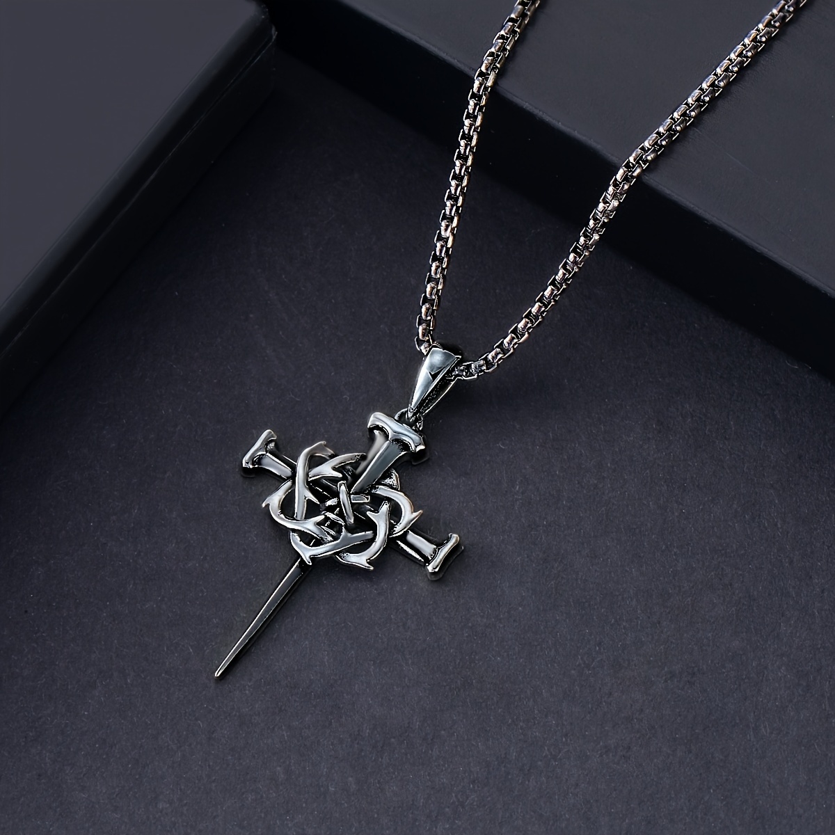 Swordgod Black Nail Cross Necklace Image 4