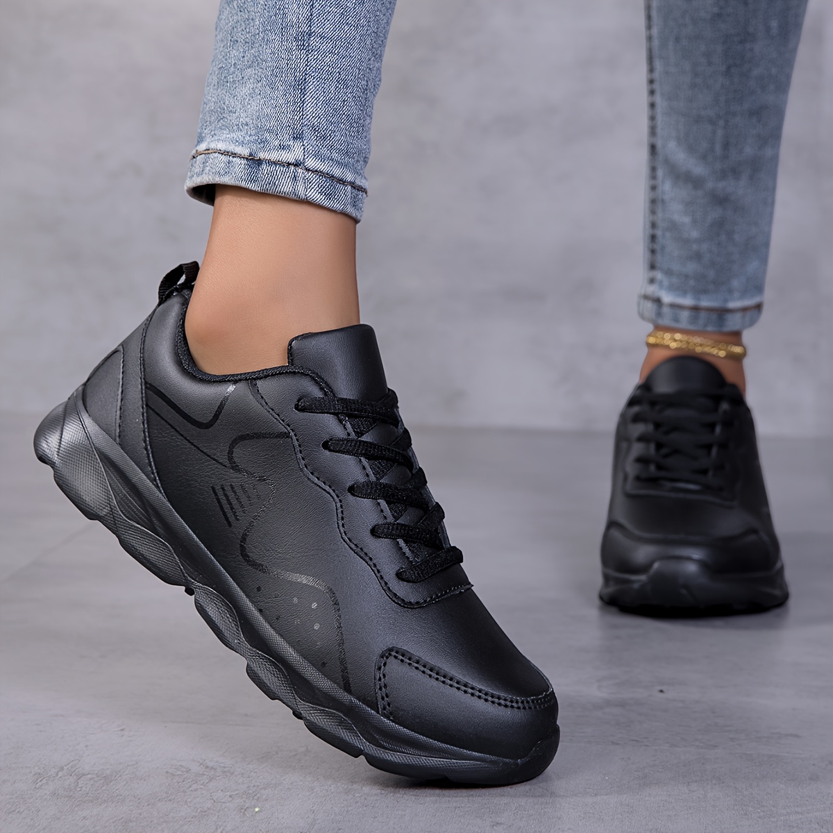Trendy Black Lightweight EVA Sole Women'S Casual sneakers
