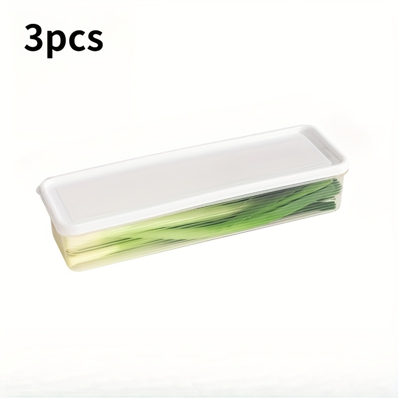 3pcs Stackable Plastic Storage Containers With Lids - Reusable, Ideal For Onions, Celery, Herbs, Garlic, Pasta & Eggs - Essential Kitchen Organizer Boxes, Rectangular, Fridge Safe, Hand Wash Only