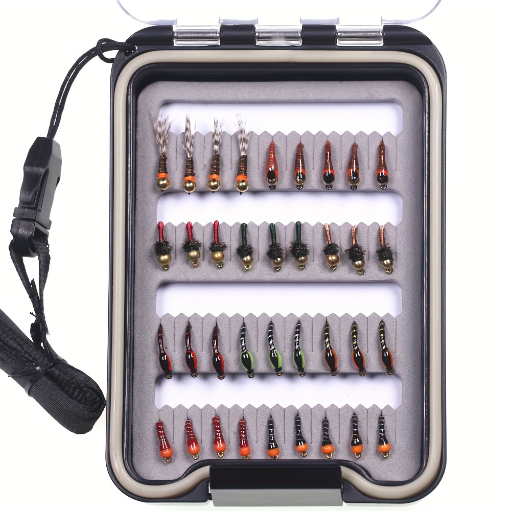 Image of [private, No ] 36pcs/box Fly Fishing Flies Kit Handmade Fly Fishing Gear With Epoxy Buzzer Nymph Nymphs Bead Head/brass Bead Head Nymphs Fly Assortment Trout Grayling Panfish Fishing Lure Baits