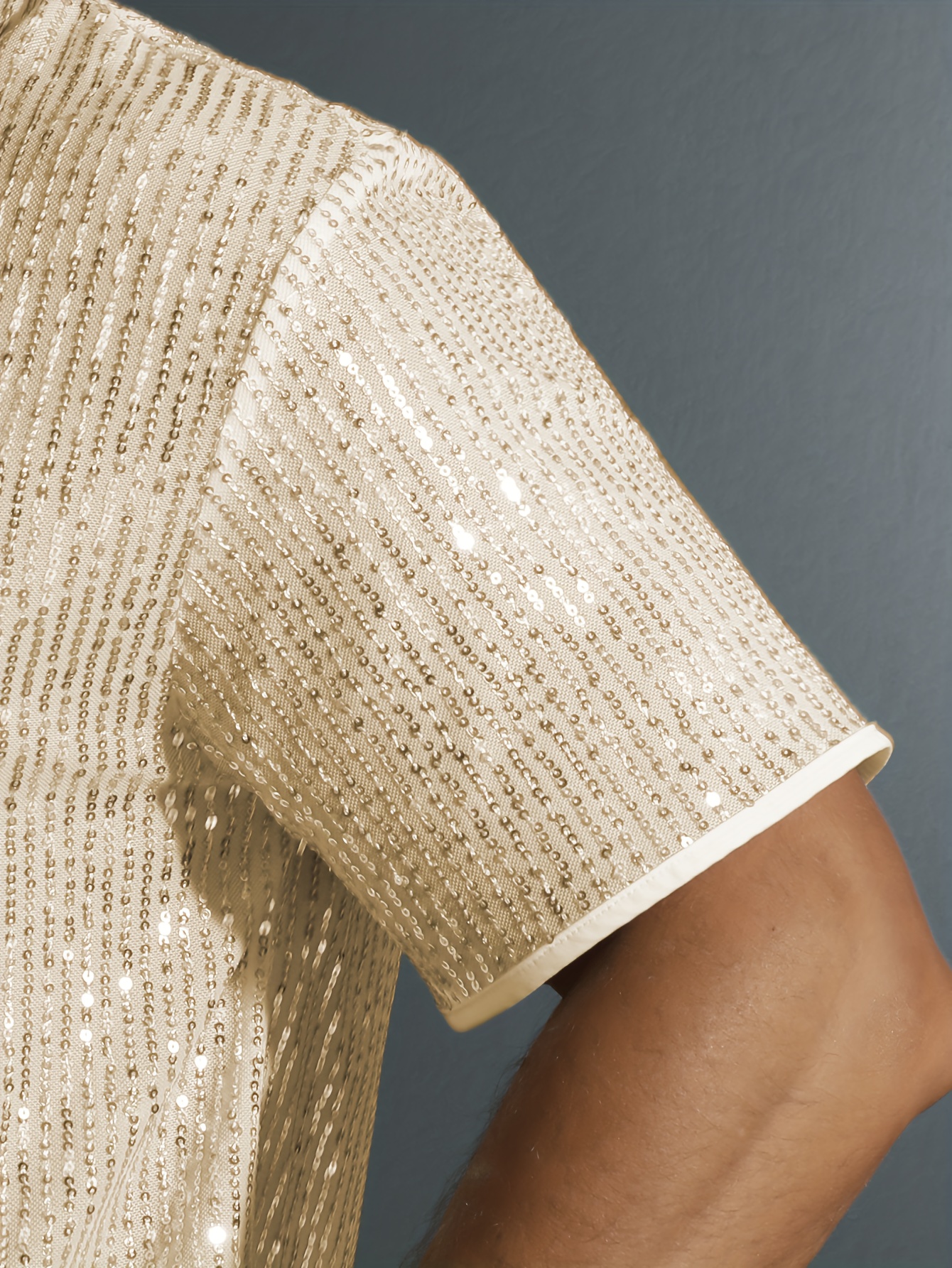 Rrongwn Chemise à Paillettes Homme - Chemise Disco Vintage Années 70 80 90 Boutonnée Stretch