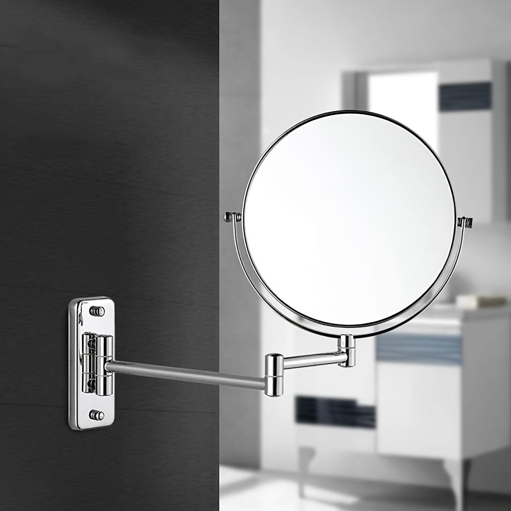 

1pc Wall Mounted Makeup Mirror, 5x Magnifying Double Sided Adjustable Extendable Vanity Mirror, 360° Swivel Makeup Mirror For Home, Bathroom, Hotel