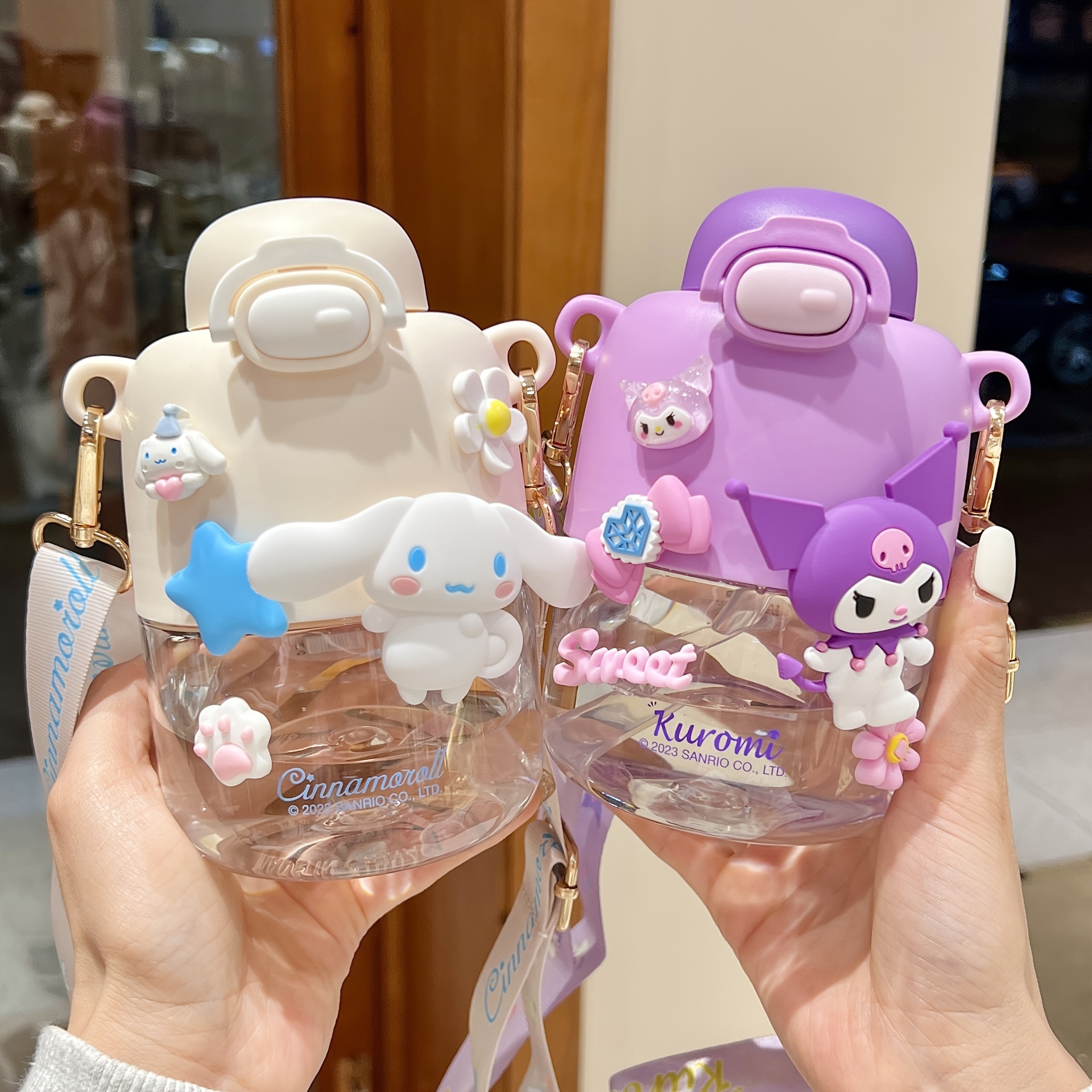 

1pc, Cartoon Water Bottle, 550ml/18.5oz Plastic Water Cups, Cute Kawaii Kuromi, Melody, Pom Pom Purin, Cinnamoroll Portable Drinking Cups, Travel Drinkware, Birthday Gifts