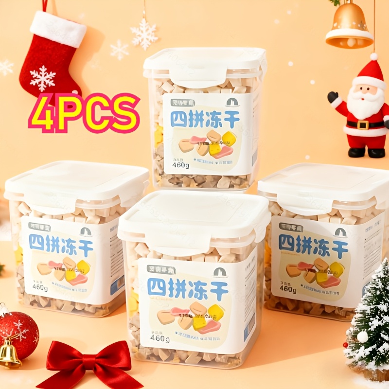 TEMU Set Of 4 Freeze-dried Cat Treats, Including Chicken Nuggets, Chicken Liver Bites, And Egg Yolk Pieces. A Merry Christmas!