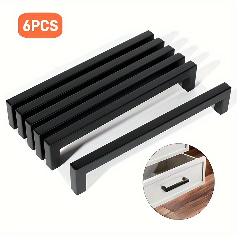 6pcs Modern Stainless Steel Drawer Handles - 5" Square Bar Pulls For Kitchen Cabinets, , & Corrosion-resistant