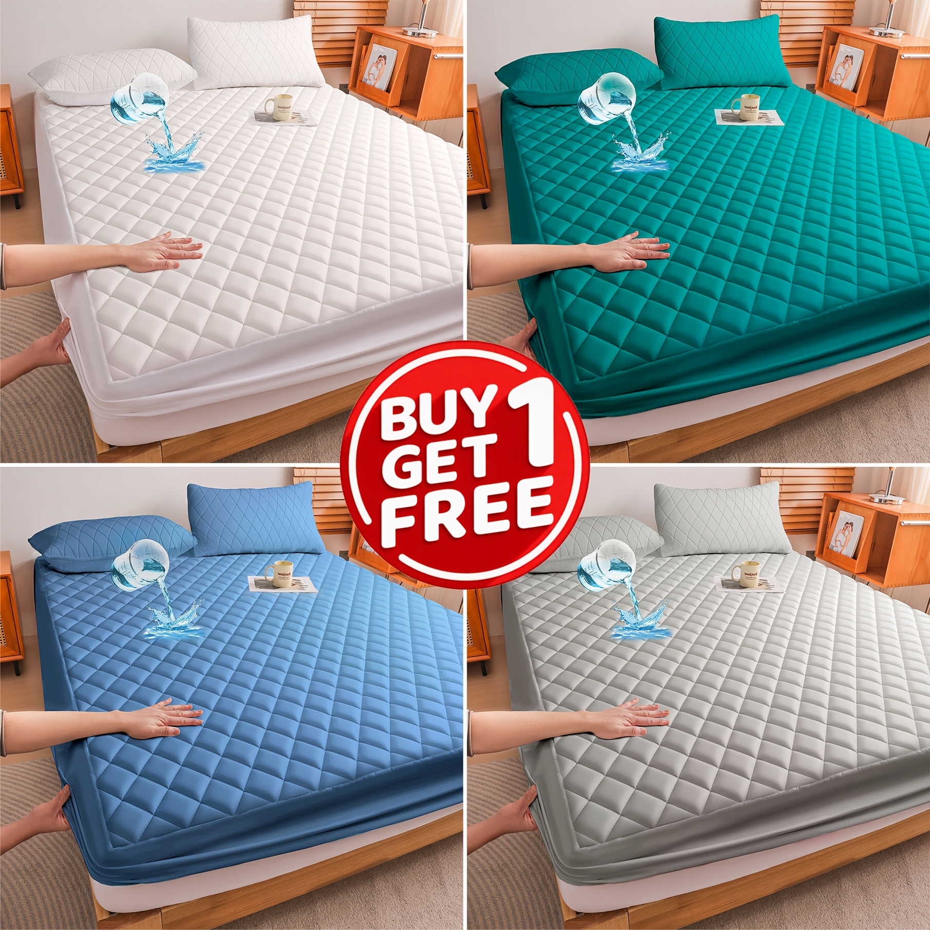 compra 1 y llévate 1  , 2 piezas (cualquier   +     aleatorio),   de colchón impermeable para toda estación para dormitorio   y hotel - antideslizante,   y cómoda, resistente a manchas y   |   para dormitorio, hogar y hotel | regalo   (  de