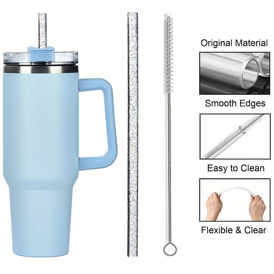 juego de accesorios para vasos de 40oz/30oz,   2   brillantes y 1 cepillo, 1 tapón con   para  , 3 tapones antiderrames, 1 bota de silicona, 1 cadena con     de  , ideal para actividades al aire libre detalles 2