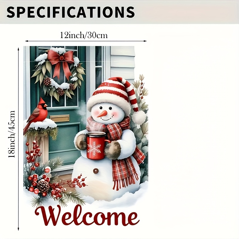 TEMU A Winter Snowman Garden Flag - Double-sided 12x18 Inches, Suitable For Christmas Outdoor/indoor Decoration, Made Of Durable Polyester, Featuring