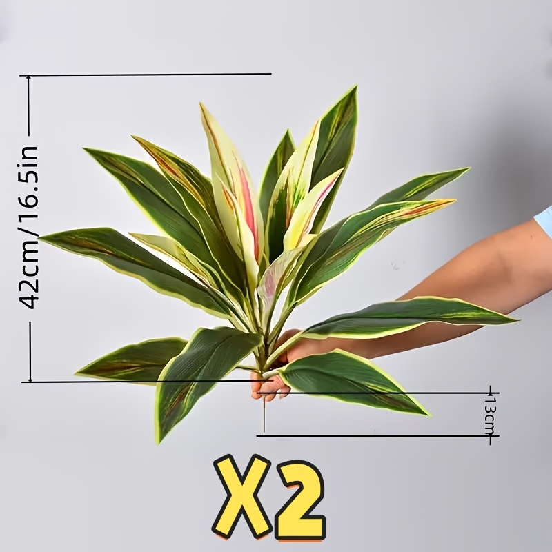 TEMU 2pcs 21.65-inch Uv-resistant Outdoor , Realistic Dragon Blood Tree/ Bamboo, And Vibrant Leaves, Lifelike, Durable Plastic With No Shedding, Easy