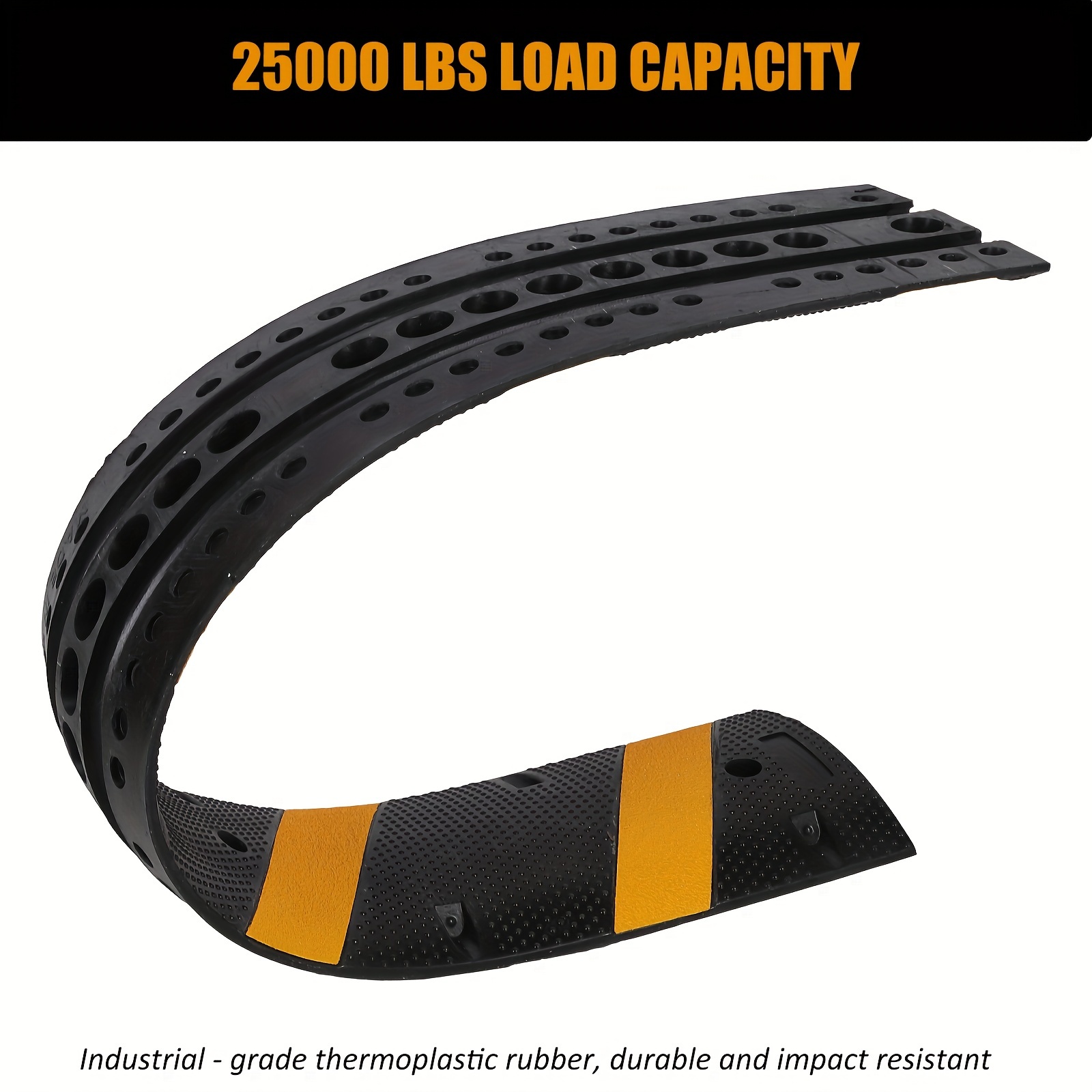 1pcs 6 ft rubber 2 channel modular heavy duty s 25000 lbs load capacity cable protector ramp for asphalt concrete gravel driveway road details 7