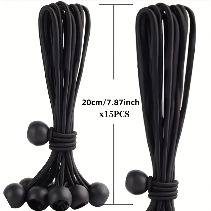 E-shop 15-teiliges Set Langlebige Naturgummi-Elastikbungeeschnur mit Kugelperlen - 55,34 kg Zugfestigkeit, Ideal für Auto-Außenaccessoires mehr,