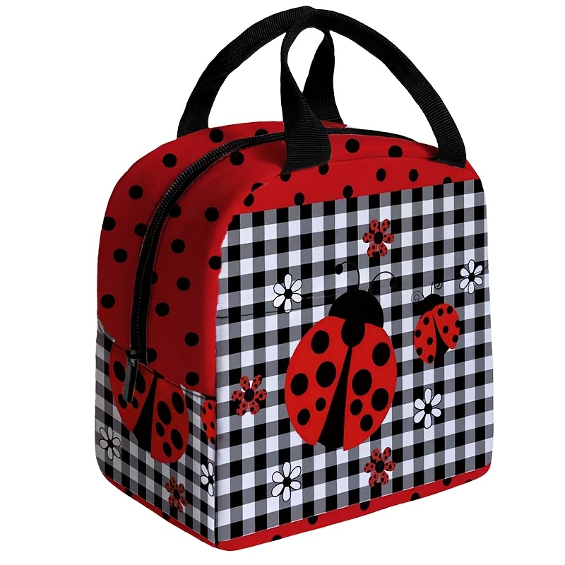 TEMU -star Ladybug Printed Pattern Lunch Bag, Women's Outing Storage Handbag, Lightweight Thermal Bag, Non-food Contact Outdoor Picnic Bag