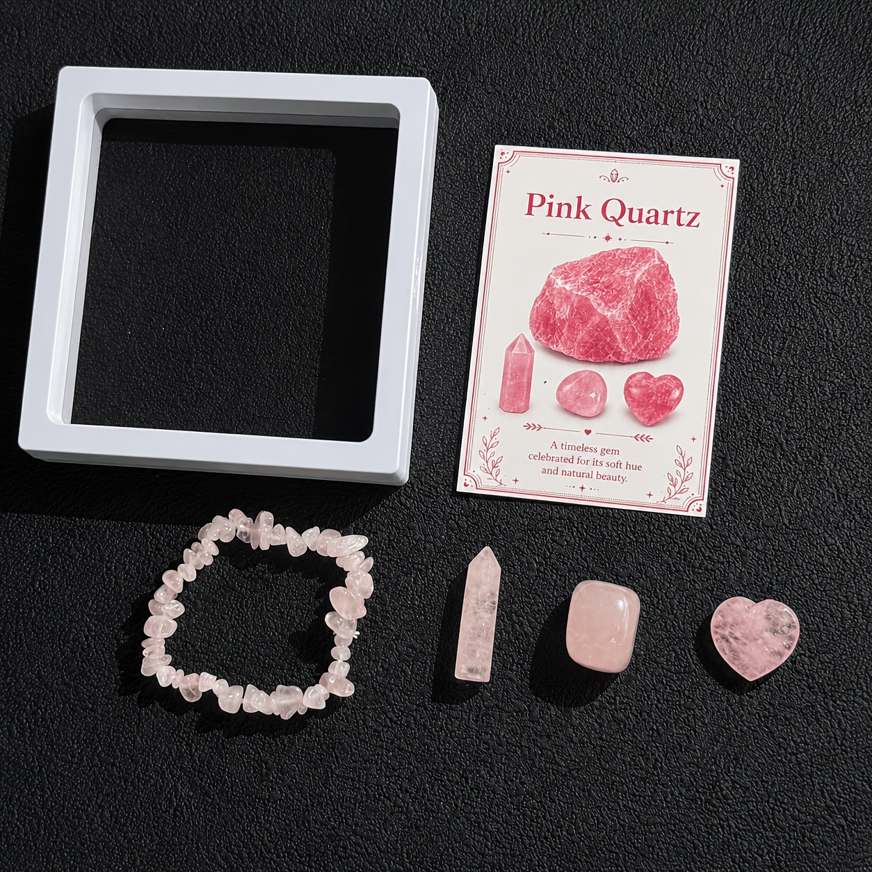6pcs Bohemian Style Natural Crystal Chips Pink Quartz Bracelet Set