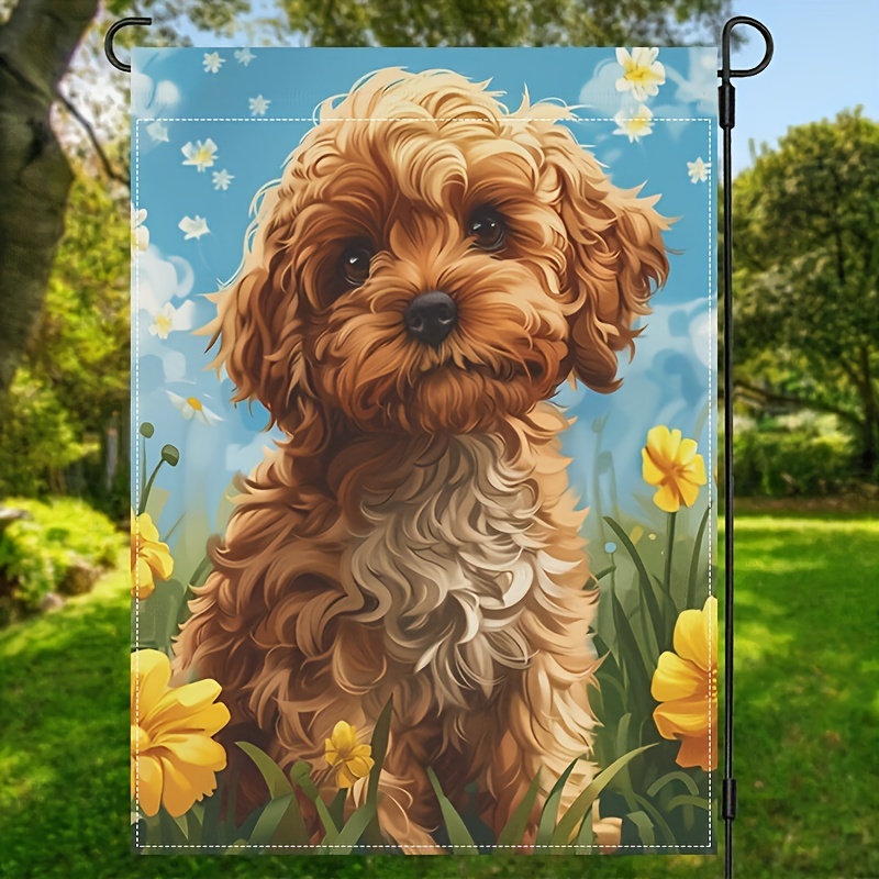 

Charming Teddy Dog Pet-themed Vertical Garden Flag - Durable Polyester, Perfect For Home & Outdoor Decor, Yard And Garden Accent, No Pole Included